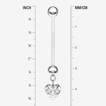 Detail View 1 of Sparkle Heart Gem Dangle Bio-Flex Pregnancy Belly Button Ring-Clear Gem